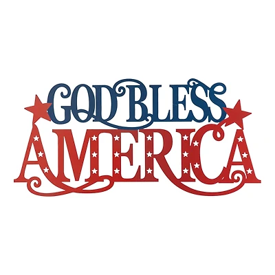 Glitzhome® 24" Patriotic God Bless America Wall Décor