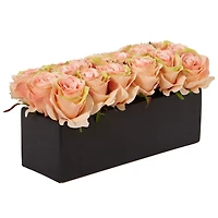 6'' Peach Roses in Black Planter