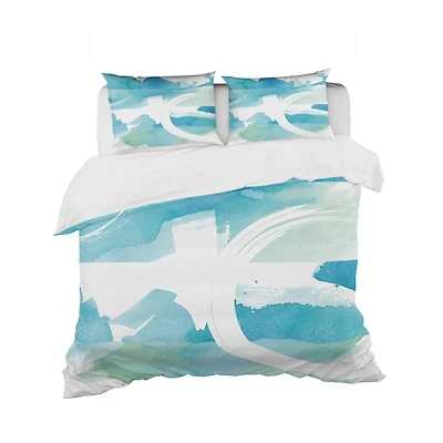 Designart 'Coastal watercolors II' Geometric Bedding Set