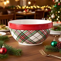 8" Green & Red Plaid Ceramic Bowl by Ashland®