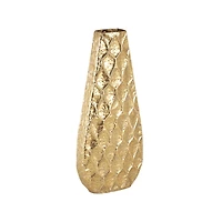 33.5" Gold Metal Textured Concaved Teardrop Vase with Spotted Gray Accents