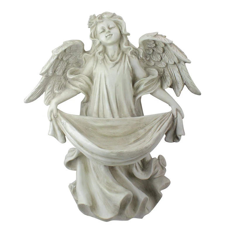 18.5" Serene Angel Bird Feeder Outdoor Garden Statue
