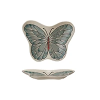 Hello Honey® 8.5" White & Blue Whimsical Butterfly Stoneware Plate