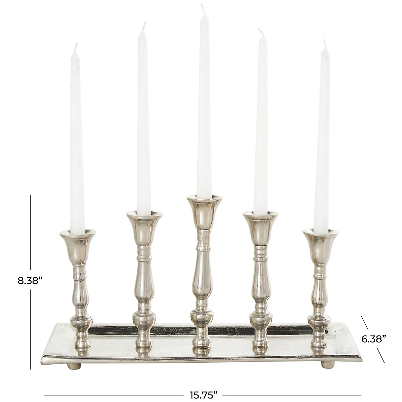 Aluminum 5 Candle Candelabra with Candle Plate