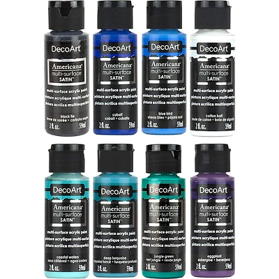 DecoArt® Americana® Multi-Surface Satin™ 8 Color Blue Mandala Acrylic Paint Set