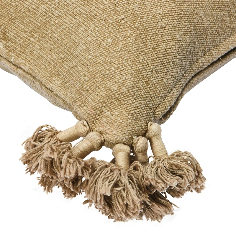 Hello Honey® Tan Square Canvas Pillow Cover with Tassels