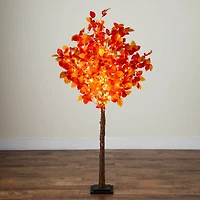 5ft. Pre-Lit Autumn Artificial Fall Tree with 200 Warm White LED Lights