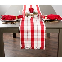 DII® 72" Red Tinsel Plaid Fringed Table Runner