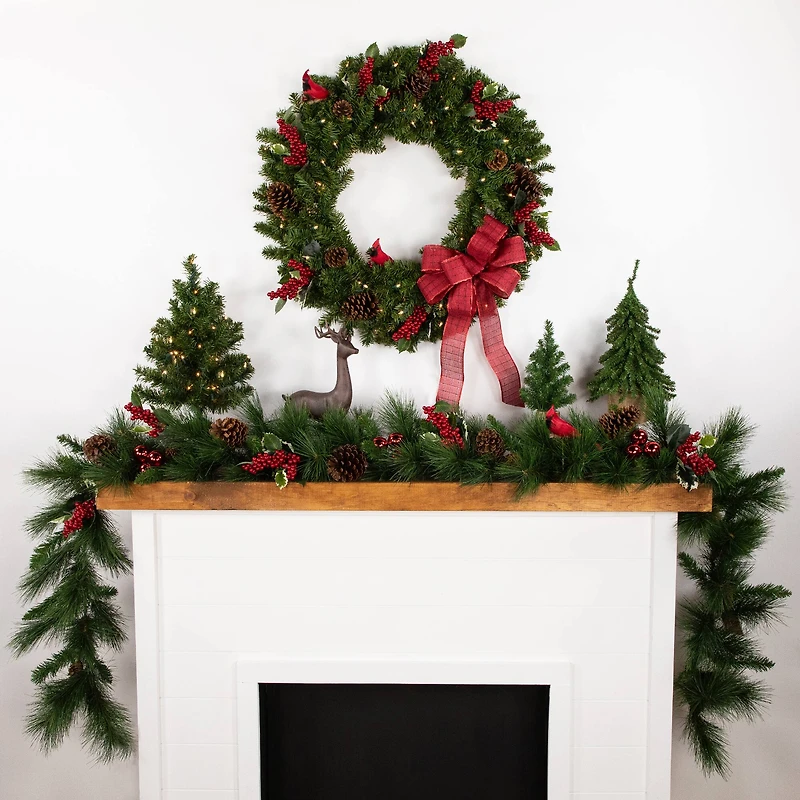 30" Pre-Lit Canadian Pine Artificial Christmas Wreath