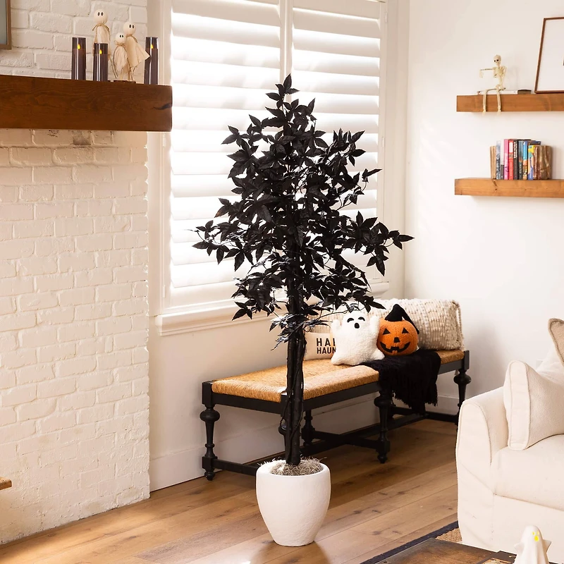 5ft. Artificial Halloween Black Maple Tree with Natural Trunk