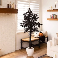 5ft. Artificial Halloween Black Maple Tree with Natural Trunk