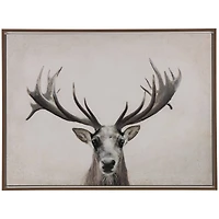Brown Canvas Deer Gazing Framed Wall Art with Wood Frame
