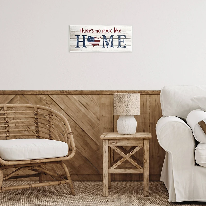Stupell Industries Patriotic There's No Place Like Home Phrase Americana Wall Plaque Art