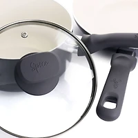 Spice by Tia Mowry Savory Saffron Gray 7 Piece Ceramic Nonstick Aluminum Cookware Set with Nylon Utensils