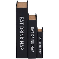 Black Eat Drink Nap Linen Storage Book Box Set