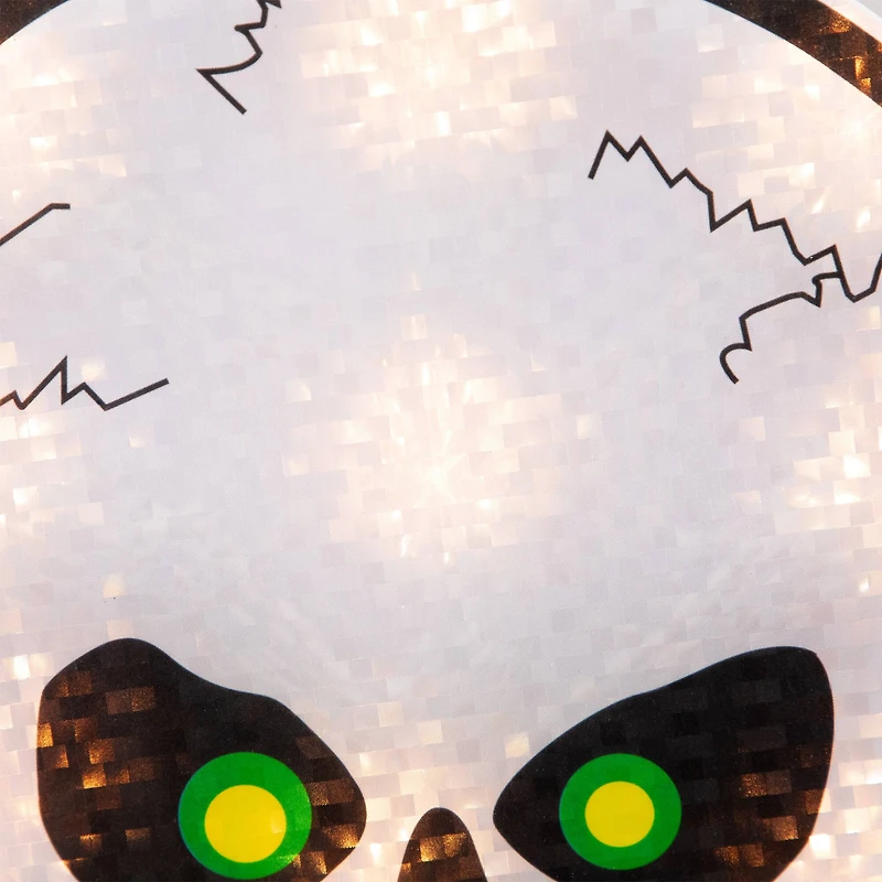 12" Silver & Black Holographic Lighted Skull Halloween Window Silhouette Decoration