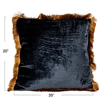 Hello Honey® 20" x 20" Navy & Gold Silk Fringed Pillow