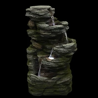 25" Gray LED 5-Tier Outdoor Garden Water Fountain
