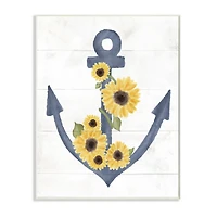 Stupell Industries Countryside Anchor with Sunflower Vine Floral Detail Wood Wall Plaque