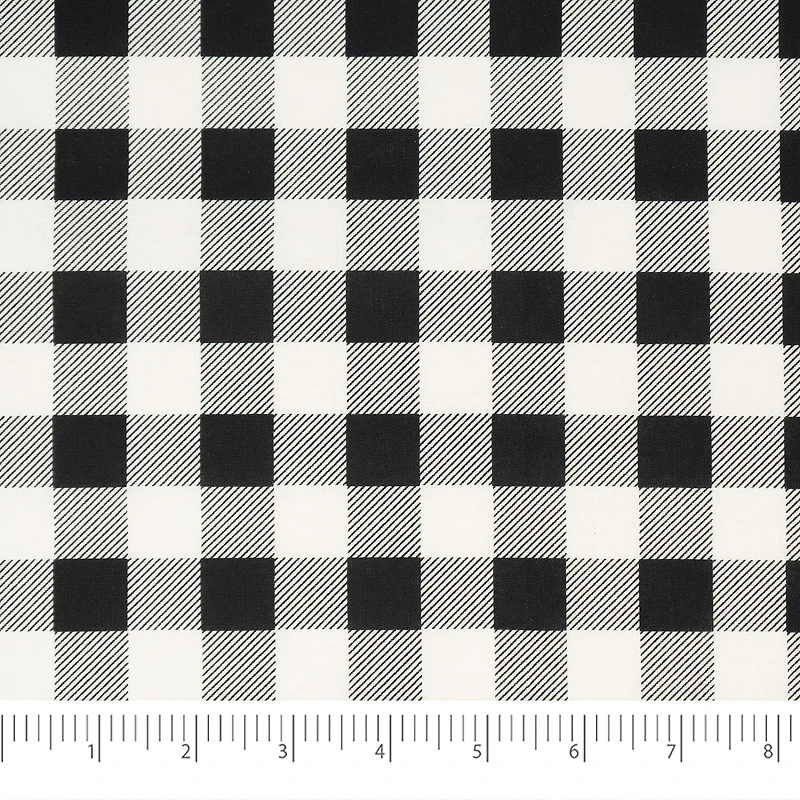 SINGER Christmas Black Buffalo Check Cotton Fabric