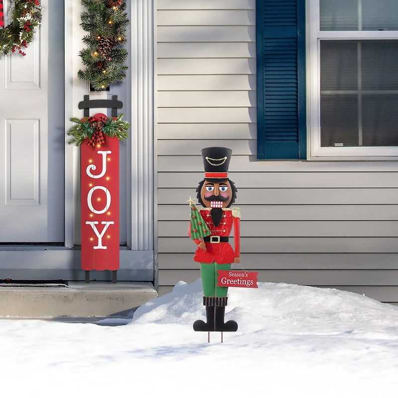 Glitzhome® 36" Christmas Metal African Nutcracker Yard Stake