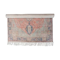 Hello Honey® 4ft. x 6ft. Orange, Brown & Cream Cotton Chenille Distressed Print Rug with Fringe