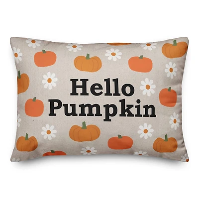 Hello Pumpkin Daisy Pattern 20" x 14" Indoor / Outdoor Pillow