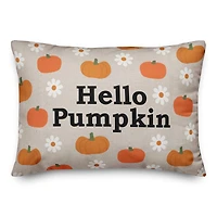 Hello Pumpkin Daisy Pattern 20" x 14" Indoor / Outdoor Pillow