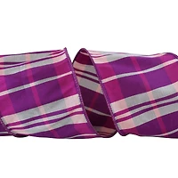 JAM Paper 4" x 10yd. Dupioni Plaid Wired Ribbon