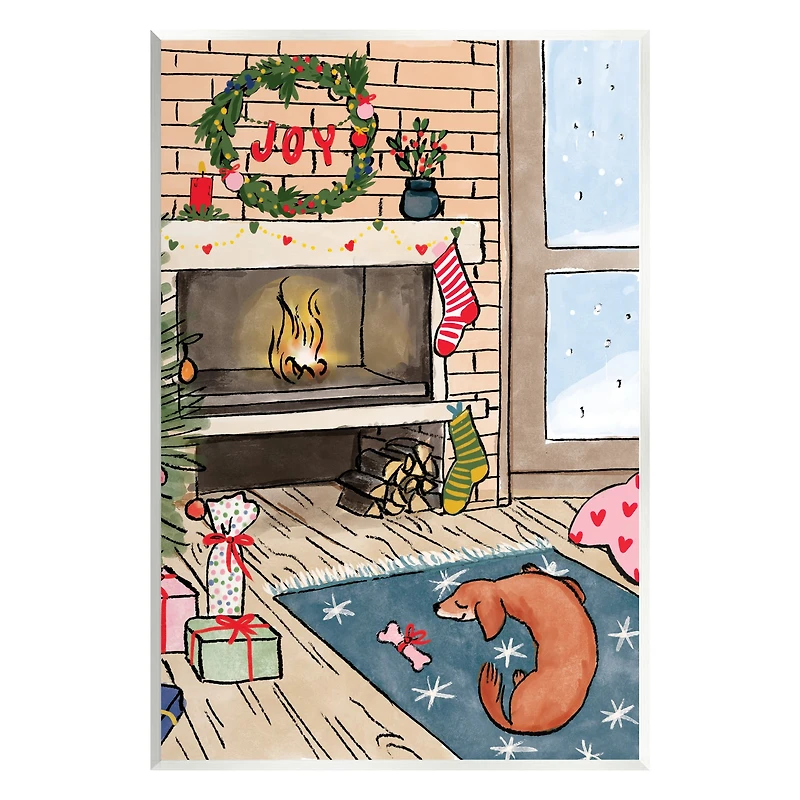 Stupell Industries Cozy Christmas Fireplace Tree Wall Plaque Art