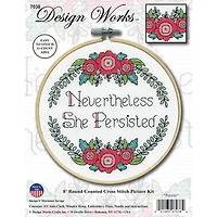 Design Works™ 8'' Round Nevertheless She Persisted Counted Cross Stitch Kit