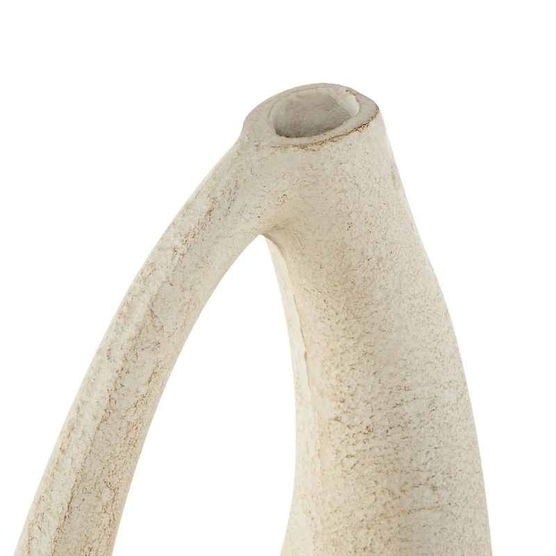 14" Cream Abstract Cutout Paper Mache Vase 