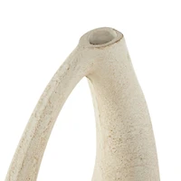 14" Cream Abstract Cutout Paper Mache Vase 