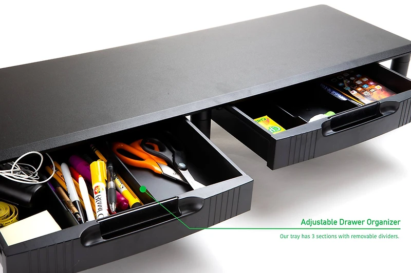 Mind Reader Black Large Dual Monitor Drawer Stand