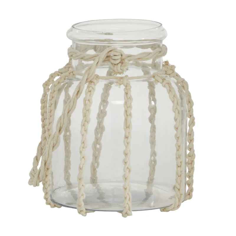 White Glass Coastal Lantern, 8" x 8" x 7"