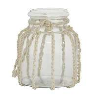 White Glass Coastal Lantern, 8" x 8" x 7"