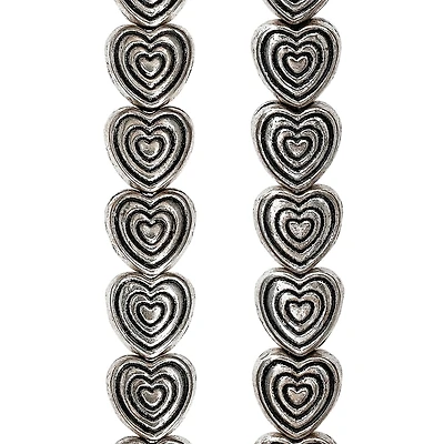 Silver Plated Carved Heart Beads, 6mm by Bead Landing™