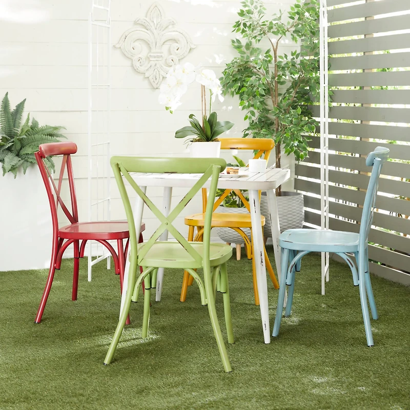 White Aluminum Farmhouse Outdoor Dining Table, 30" x 30" x 30"