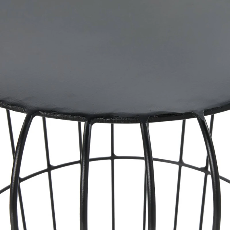 Gray Tin Industrial Outdoor Accent Table