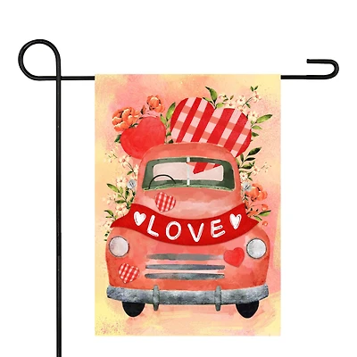 Love Banner and Vintage Car Garden Flag