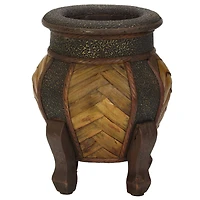 Brown Decorative Rounded Wood Planters Set