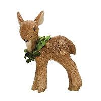Hello Honey® 7.5" Brown & Green Grass Standing Deer with Wreath