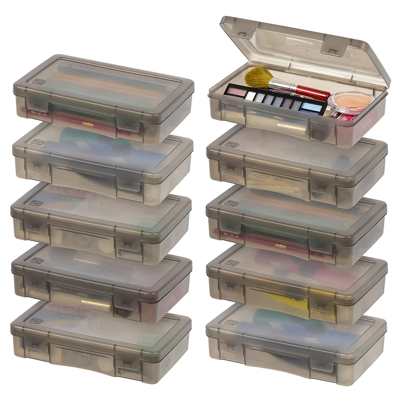 IRIS® Small Translucent Gray Snap-Tight Lid Supply Organizers, 10ct.