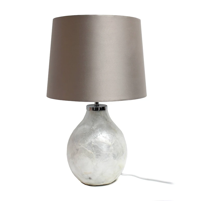 Simple Designs Light Pearl Table Lamp with Fabric Shade
