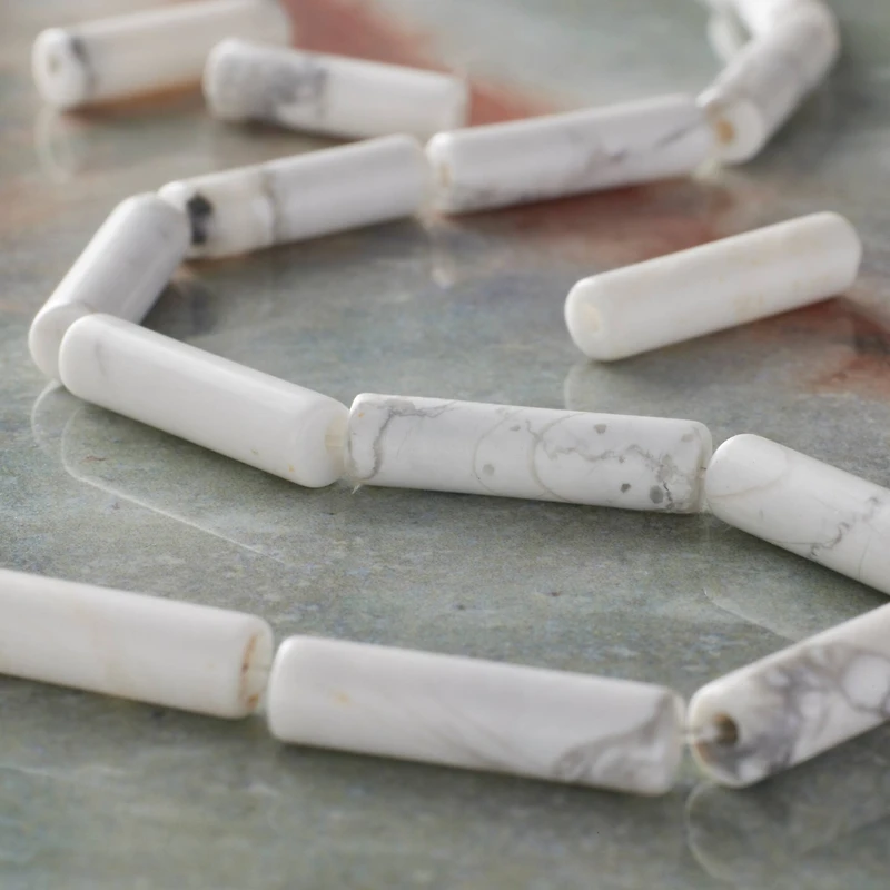 White Howlite Tube Beads, 16mm by Bead Landing™