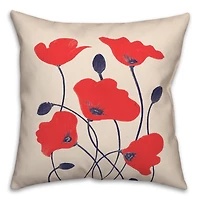 Simple Red Poppies Throw Pillow