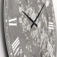 Designart 'White Cherry Blossoms Ii Traditional Wall Clock