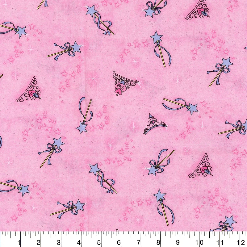 Fabric Traditions Pink Princess Wands Cotton Fabric