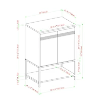 Walker Edison Dark Walnut/White 2 Door Accent Cabinet