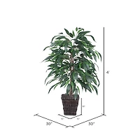 4ft. Artificial Mango Bush with Square Willow Basket